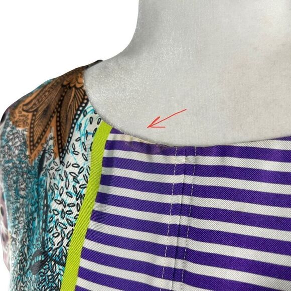 Etro Medium Multicolor Floral Geometric Print Silk Blouse Size 42 IT - Picture 12 of 14